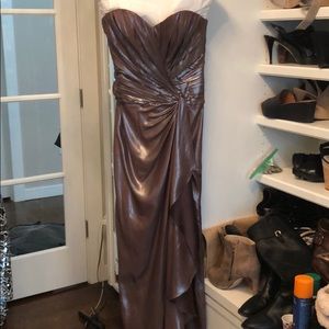 Rene Ruiz eggplant metallic gown